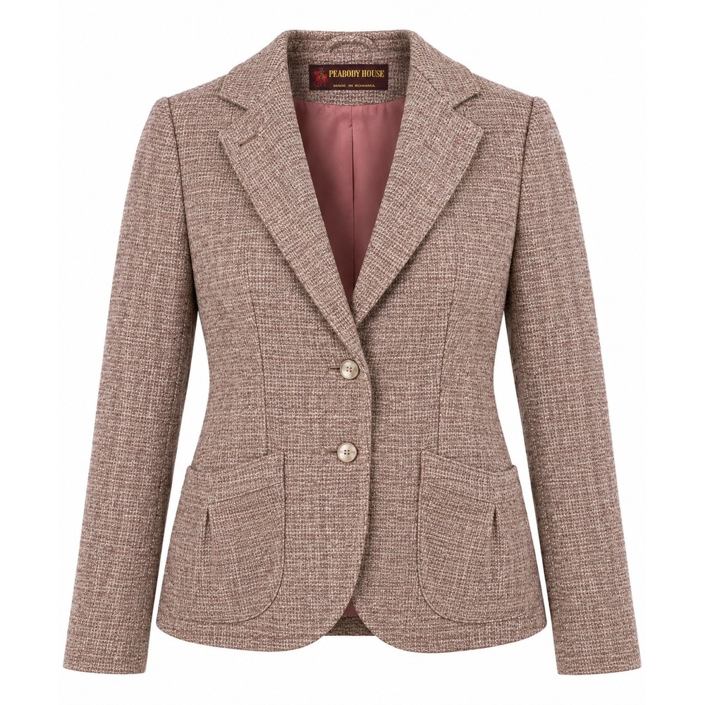 Vintage Peabody House Women's Tweed Blazer Size 7/8 Taupe Wool Blend Academia